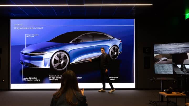 Samsung The Wall 255 Inches At Lucid Motors Displaying Air Sapphire
