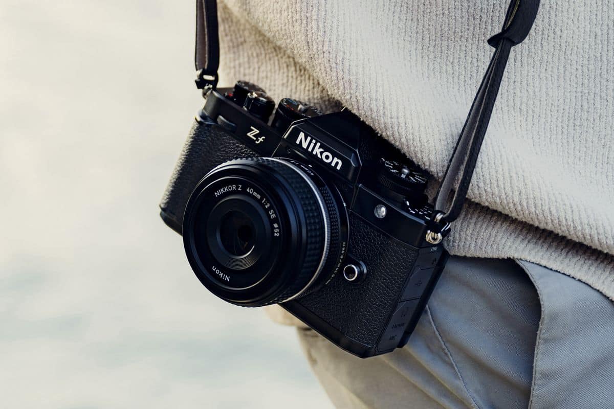 Nikon Z f on a strap by photographer