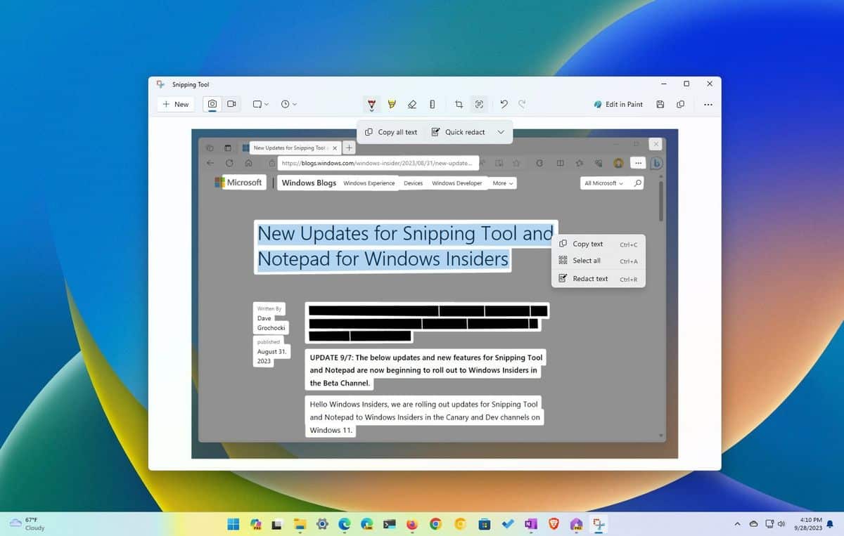 Τι νέο υπάρχει με το Snipping Tool στα Windows 11 Σεπτεμβρίου 2023 Ενημέρωση
