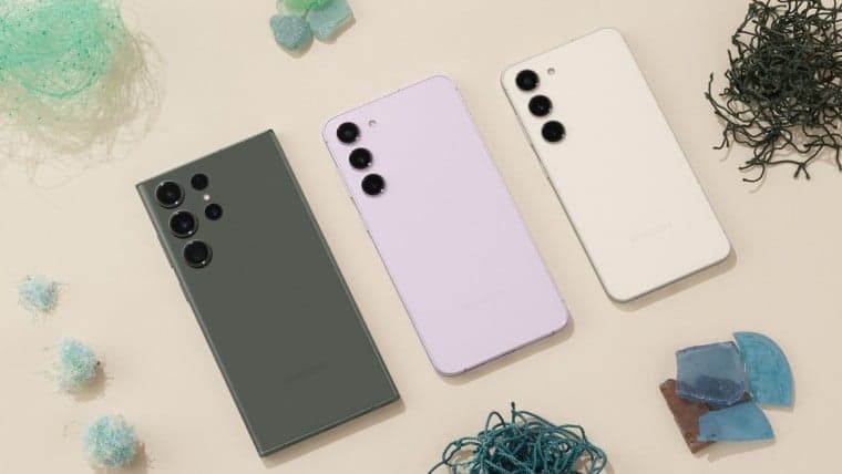 The three members of the Galaxy S23 phone family