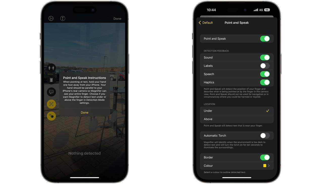 Χρήση του Point and Speak στο iPhone 15 Pro Max