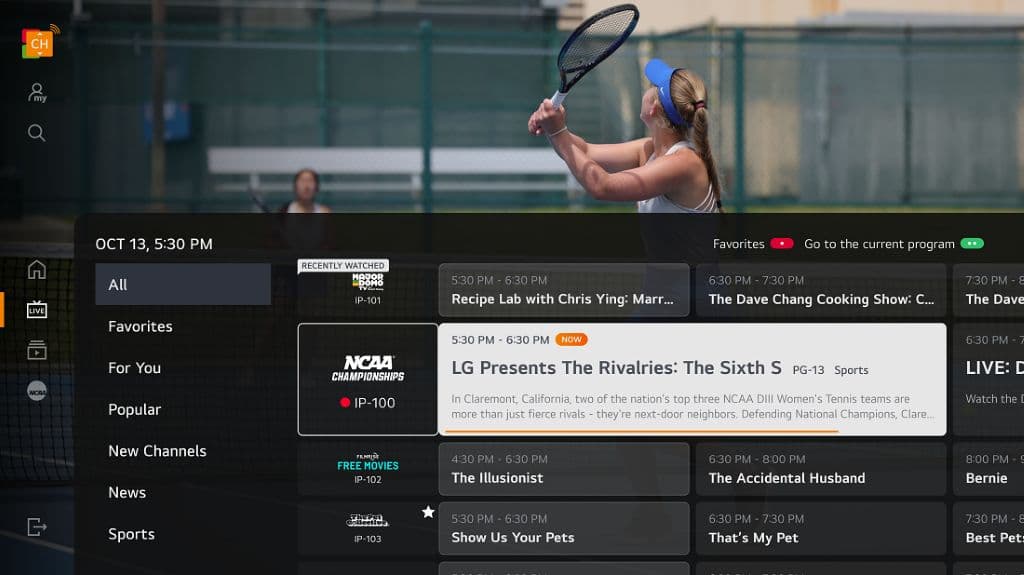 LG Channels 3.0 Key Visual Menu