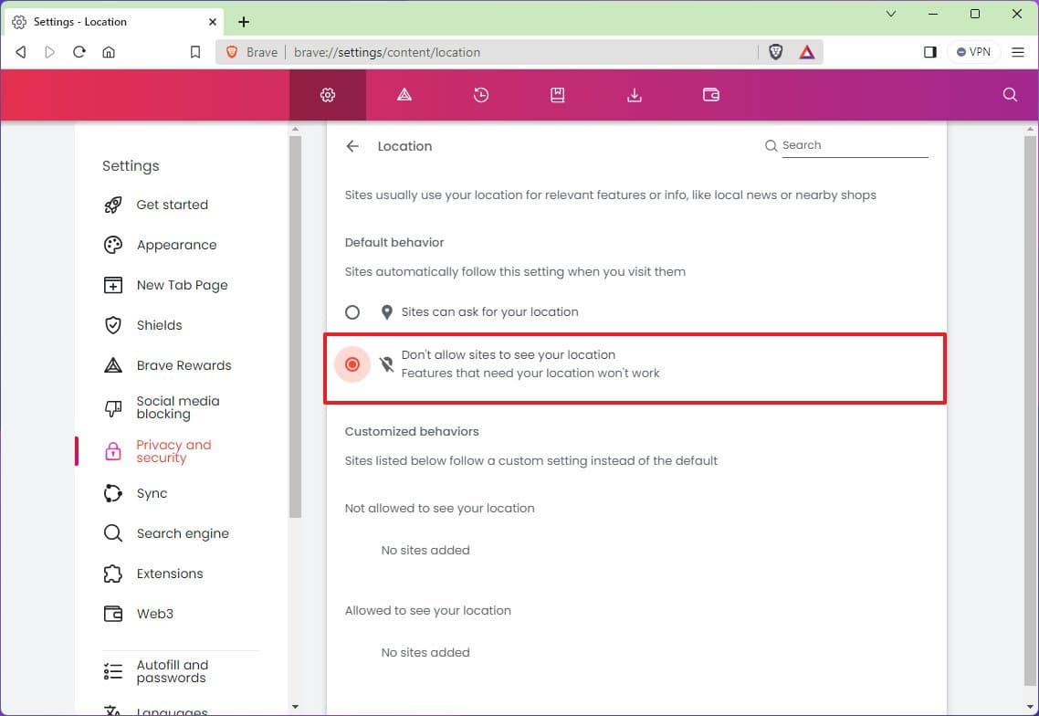 Brave block site locations