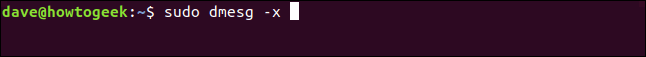 sudo dmesg -x σε ένα παράθυρο τερματικού