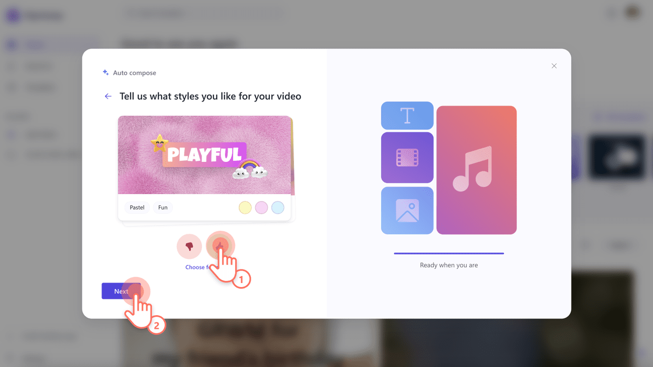 Η δυνατότητα αυτόματης σύνθεσης του Clipchamp για αυτοματοποιημένη επεξεργασία βίντεο.