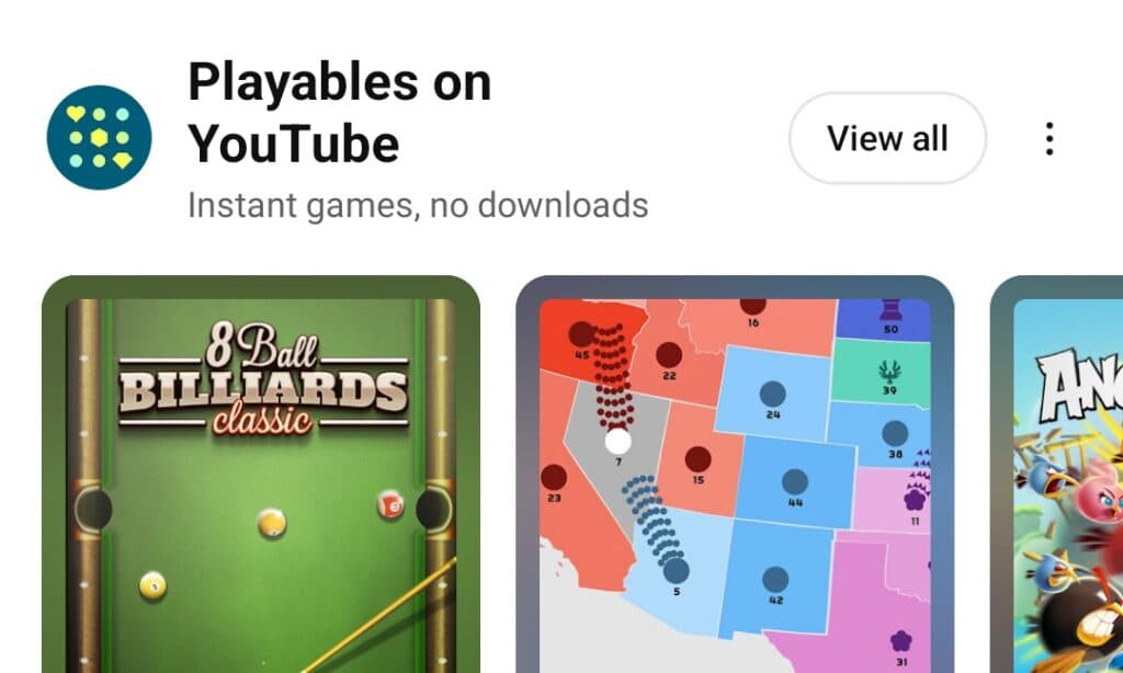 Περικοπή στιγμιότυπου του YouTube Playables