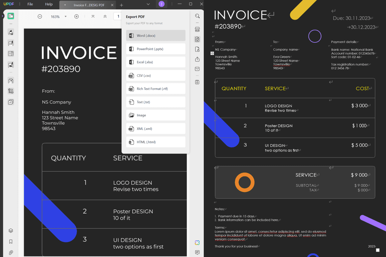 Στιγμιότυπο οθόνης της δυνατότητας μετατροπής PDF του UPDF