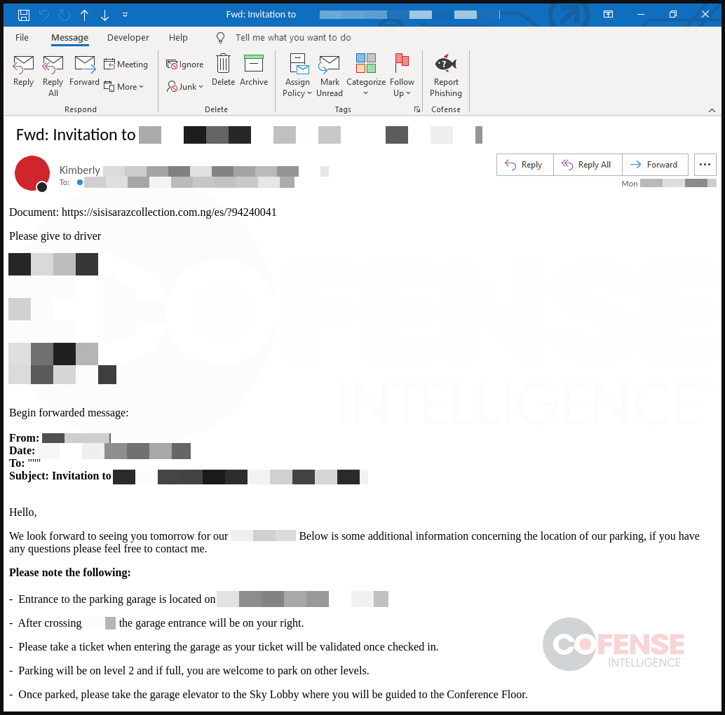 Email ηλεκτρονικού ψαρέματος που χρησιμοποιείται στην καμπάνια