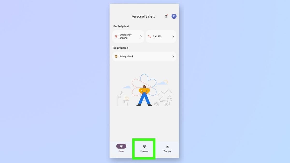 Στιγμιότυπο οθόνης που δείχνει τα βήματα για την ενεργοποίηση της ανίχνευσης τροχαίου ατυχήματος σε τηλέφωνο pixel Google - Επιλέξτε λειτουργίες