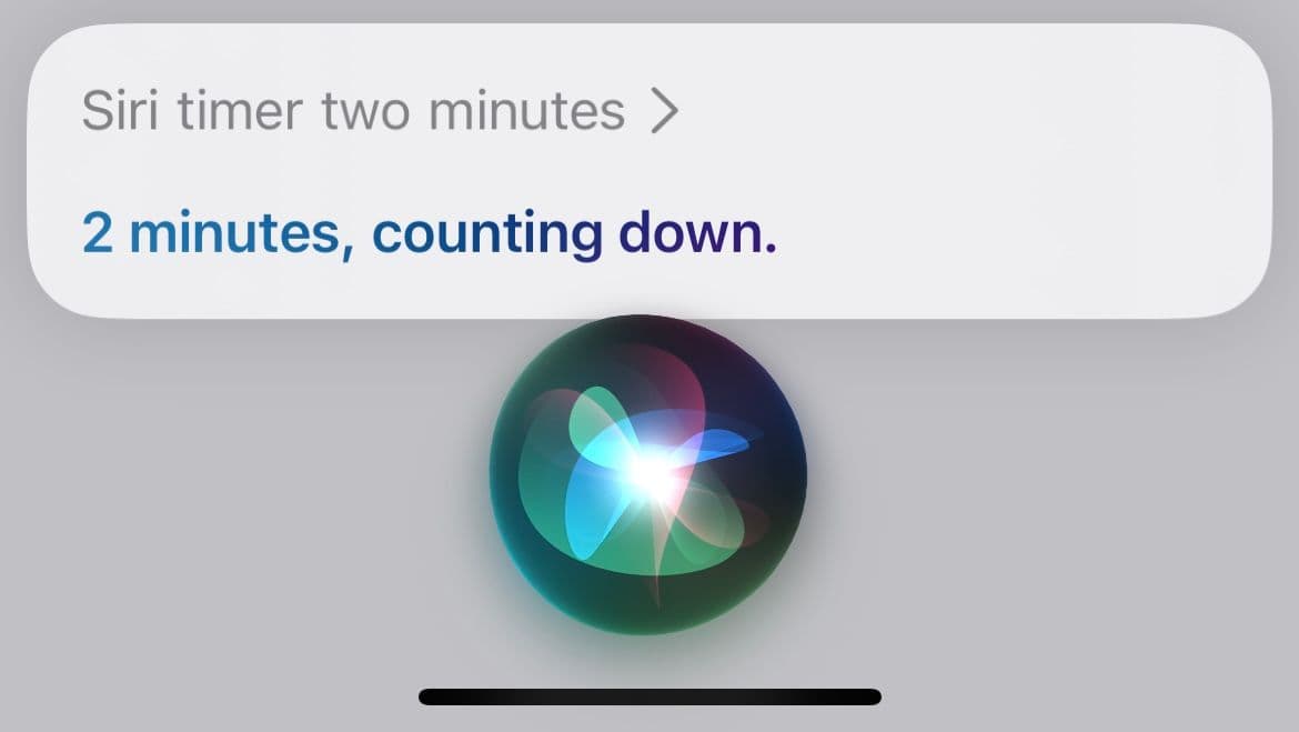 Λέγοντας το Siri στο χρονόμετρο, δύο λεπτά ως απλούστερη μορφή έκδοσης εντολής.