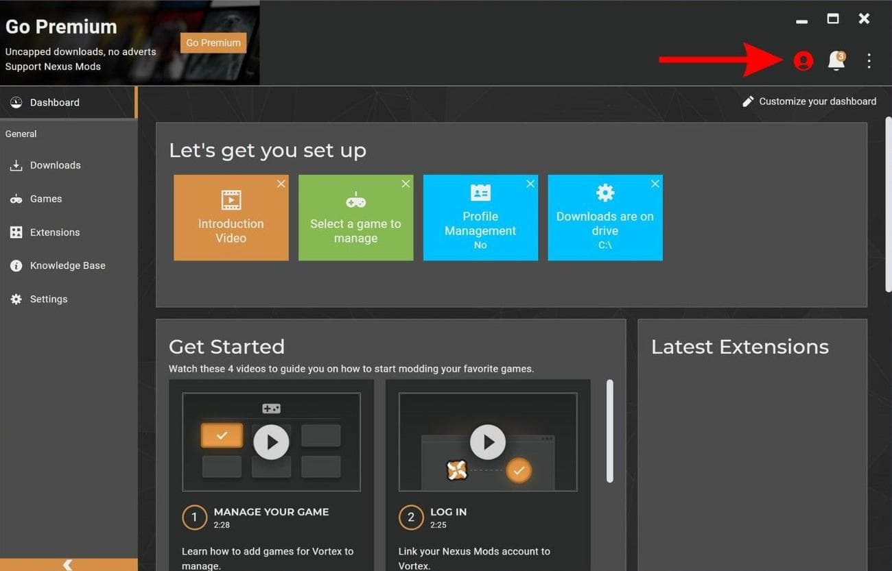 Συνδεθείτε στον λογαριασμό σας στο Nexus Mods μέσω του Vortex Mod Manager