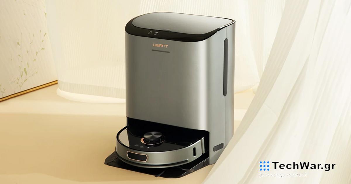 Το UWANT U200 πλένει τις διπλές σφουγγαρίστρες σε ζεστό νερό και στεγνώνει στον αέρα
