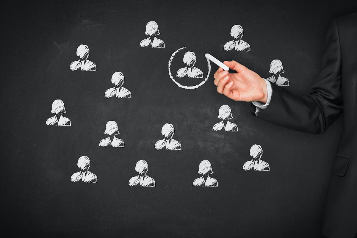 Έννοια πρόσληψης και πρόσληψης ανθρώπινου δυναμικού (HR).  Τμηματοποίηση μάρκετινγκ, στόχευση, εξατομίκευση, ατομική φροντίδα πελατών (υπηρεσία), διαχείριση πελατειακών σχέσεων (CRM) και έννοιες ηγέτη.  (Έννοια πρόσληψη και πρόσληψη ανθρώπινου δυναμικού (HR). Marketin