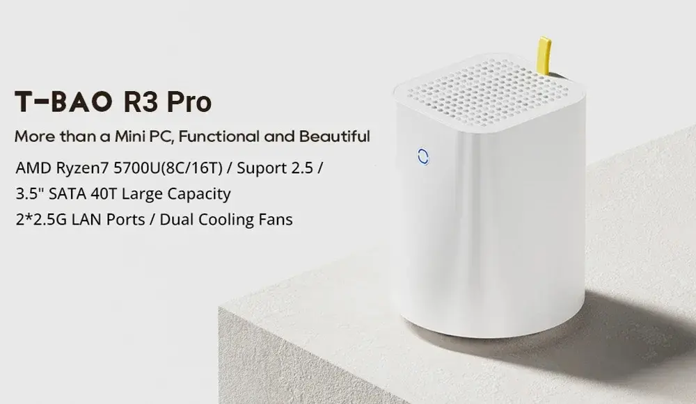 T-BAO R3 Pro : Mini PC με AMD Ryzen 5 5700U, NAS λειτουργία και δύο 2.5G Ethernet θύρες απο 302.2€!