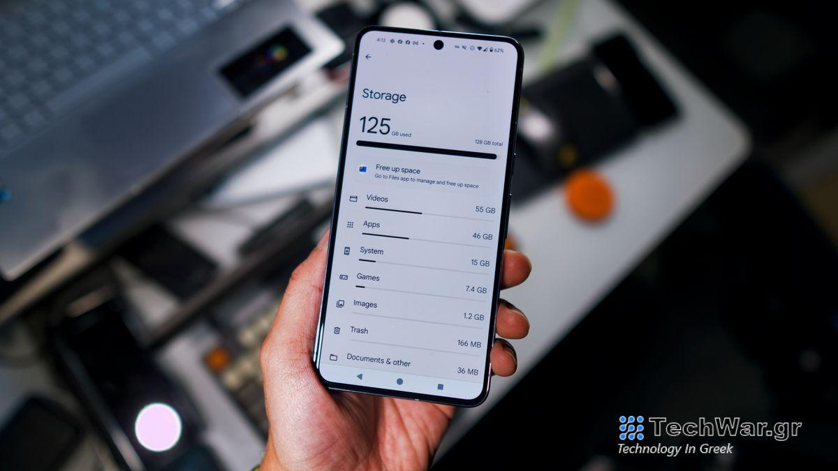 Google Pixel 8 Pro showing how much phone storage is left