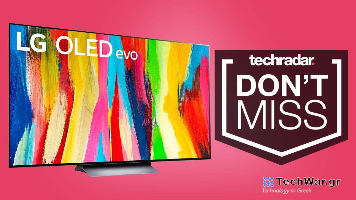 Large smart tv against a pink background