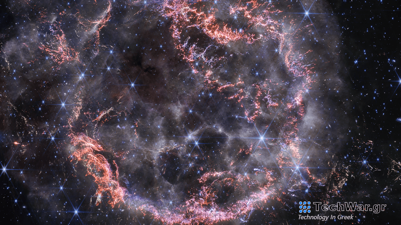 A new high-definition image from NASA’s James Webb Space Telescope’s NIRCam unveils intricate details of supernova remnant Cassiopeia A and shows the expanding shell of material slamming into the gas shed by the star before it exploded.