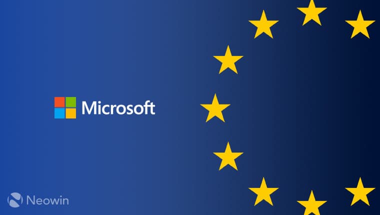 EU flag with Microsoft logo on the left