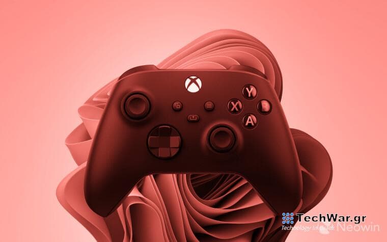 Xbox controller on top of Windows 11 in red