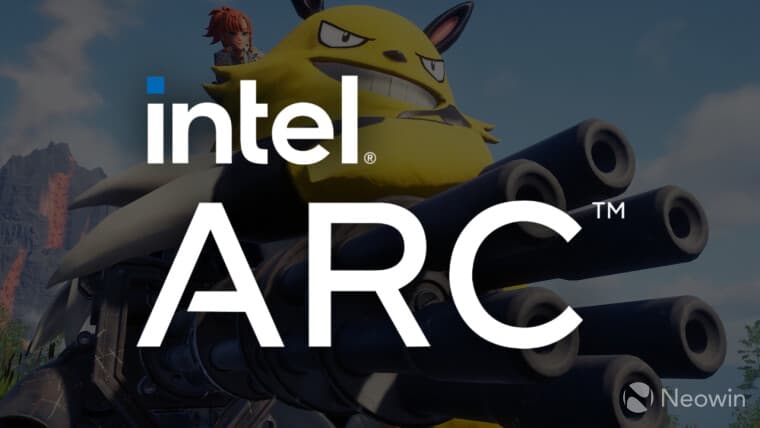 Intel ARC Driver logo with a Palworld screenshot behind it