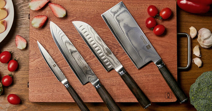Μαχαίρια HuoHou Damascus σε σετ 4 τεμαχίων σε εξαιρετική τιμή Μαχαίρια HuoHou Damascus σε σετ 4 τεμαχίων σε εξαιρετική τιμή