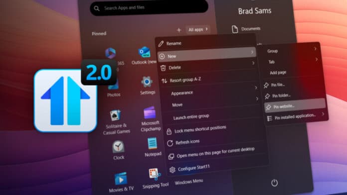 Το Start11 v2 σάς επιτρέπει τώρα να καρφιτσώσετε ιστότοπους στο Start11 app