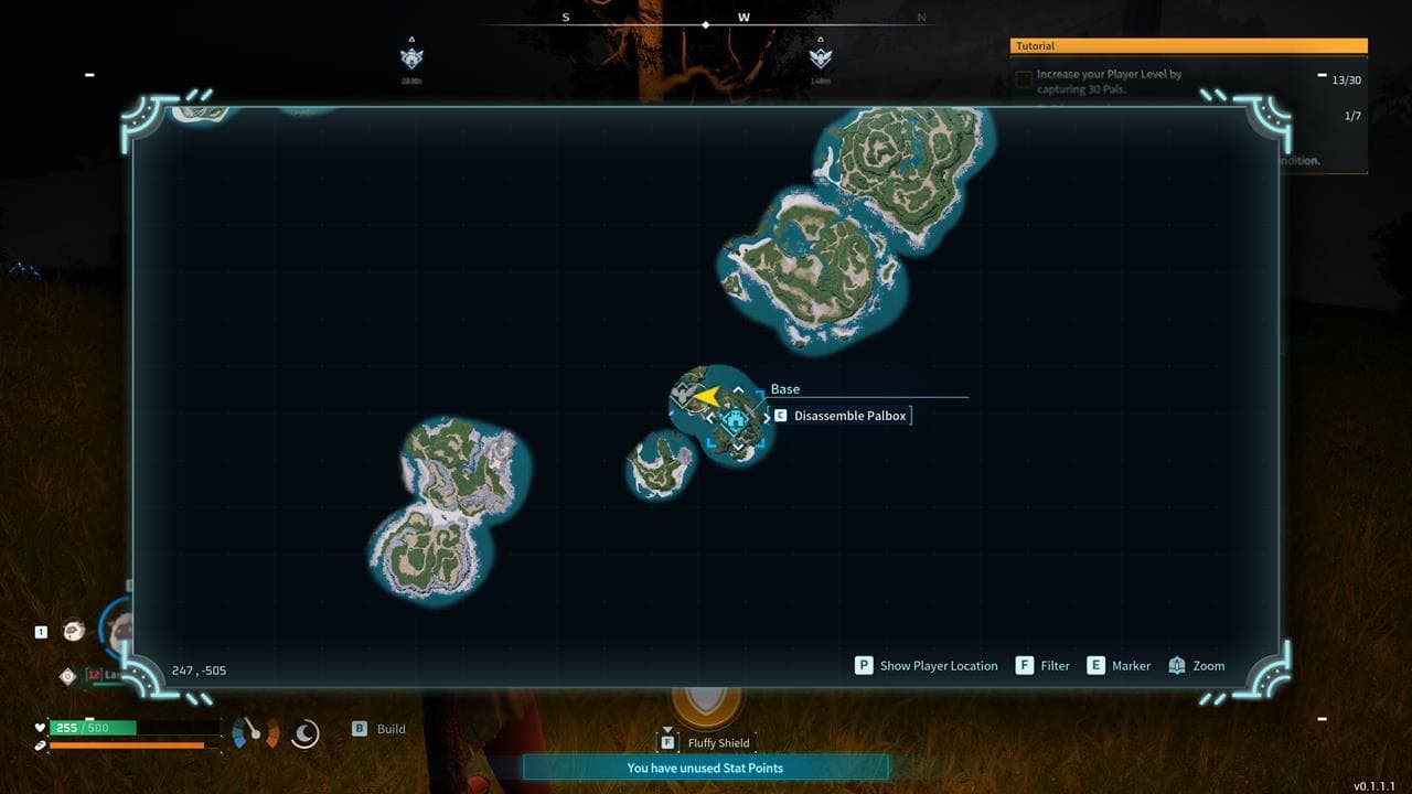 Ανοίξτε τον παγκόσμιο χάρτη για να αποδομήσετε οποιοδήποτε Palbox που έχετε φτιάξει.