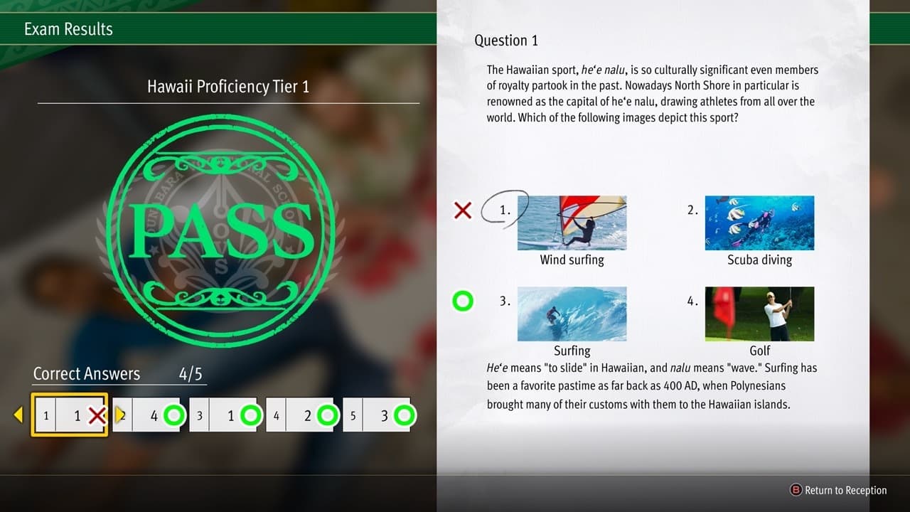 Surfing is option number 3 in this image.