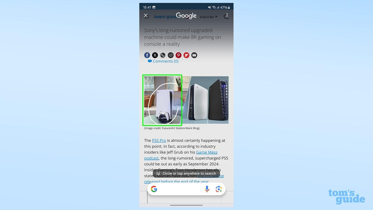 Κύκλος για αναζήτηση στο Samsung Galaxy S24 Ultra