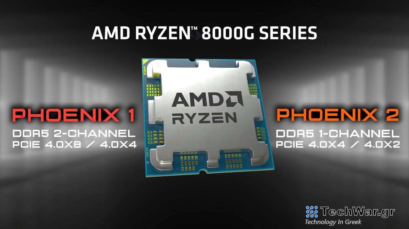 AMD Ryzen 8000G "Phoenix 2" Desktop APU περιορισμένες σε PCIe 4.0 x4 για dGPU & PCIe 4.0 x2 για M.2 SSD