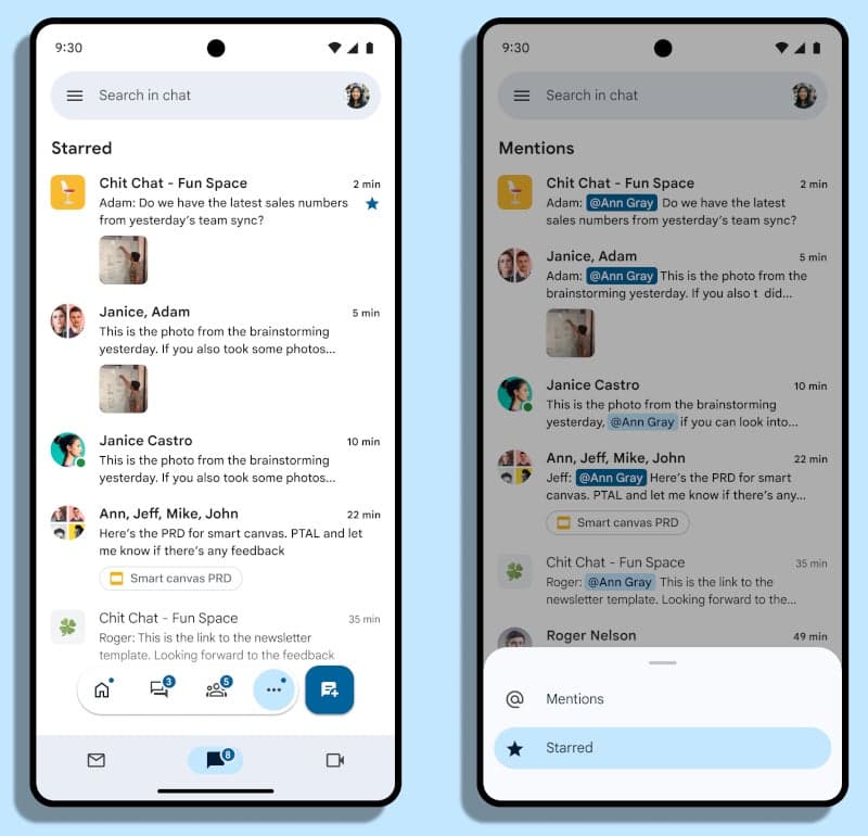 Το Google Chat φέρνει μηνύματα αστέρι σε πλατφόρμες iOS και Android