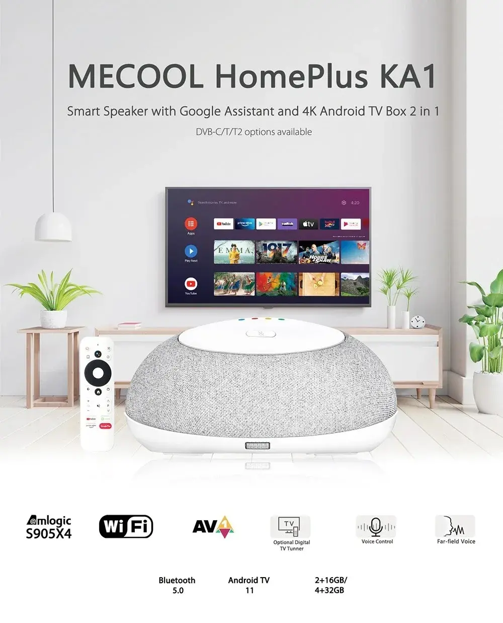 MECOOL KA1 : Smart ηχείο με Google Assistant ΚΑΙ certified android TV box με 4GB RAM με 122.2€ απο Ευρώπη