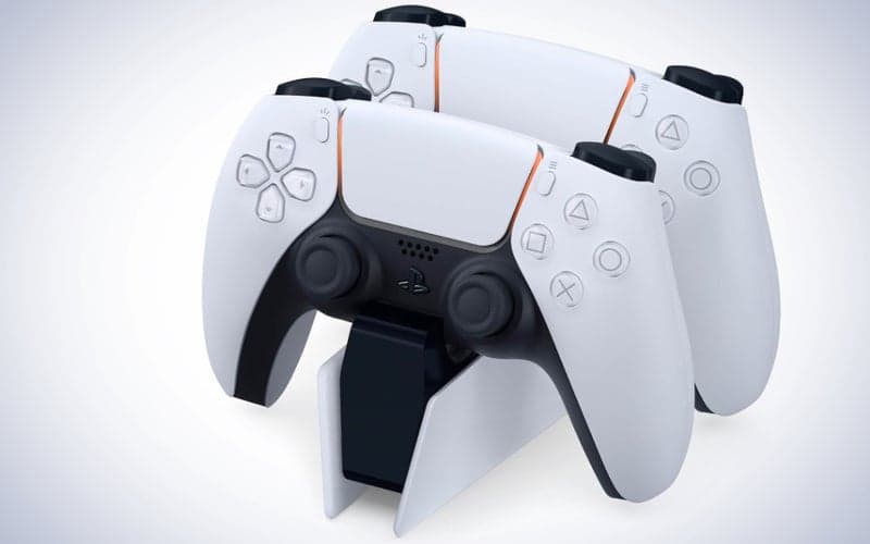 Playstation's DualSense Wireless Charging Station on a plain white background.