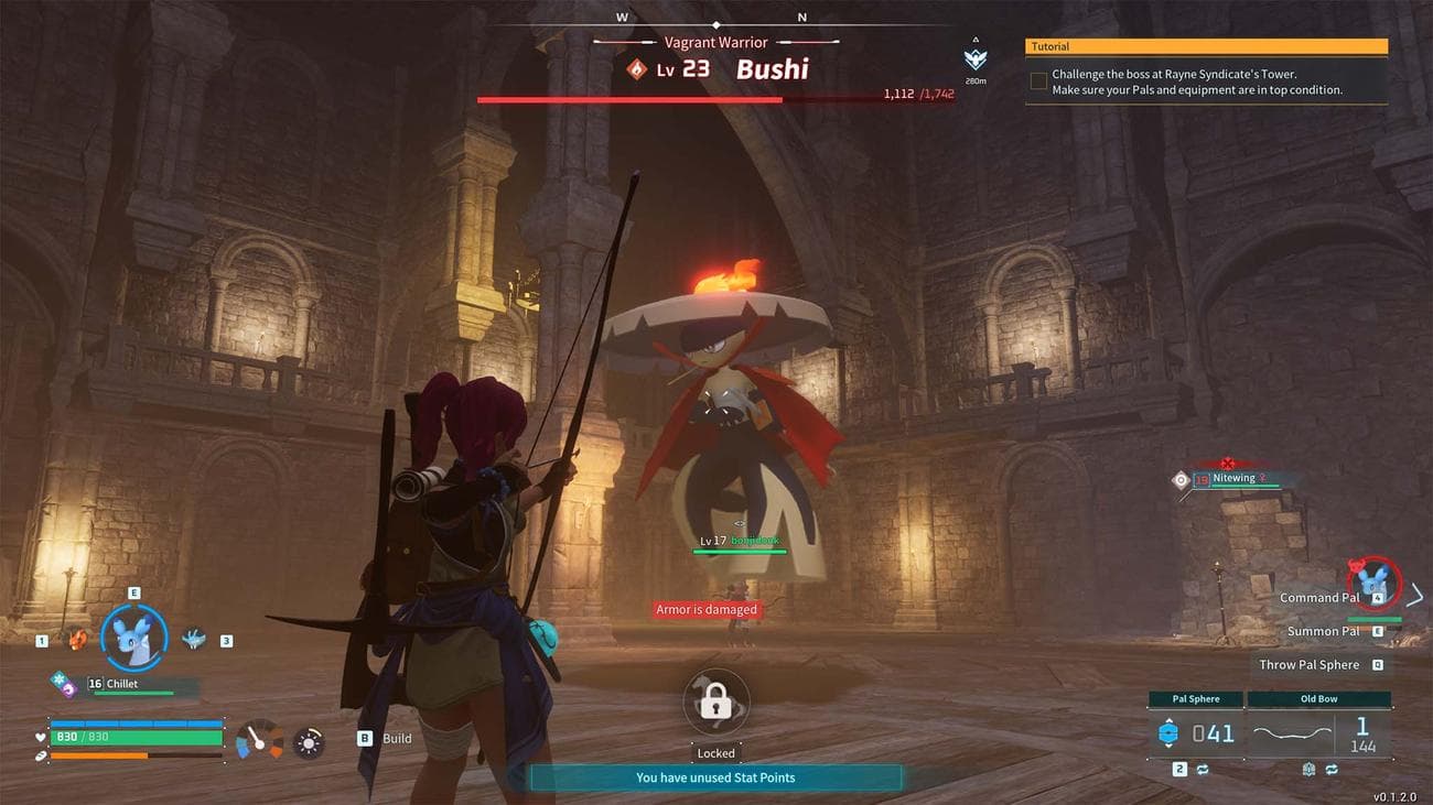 Palworld: Bushi boss fight.