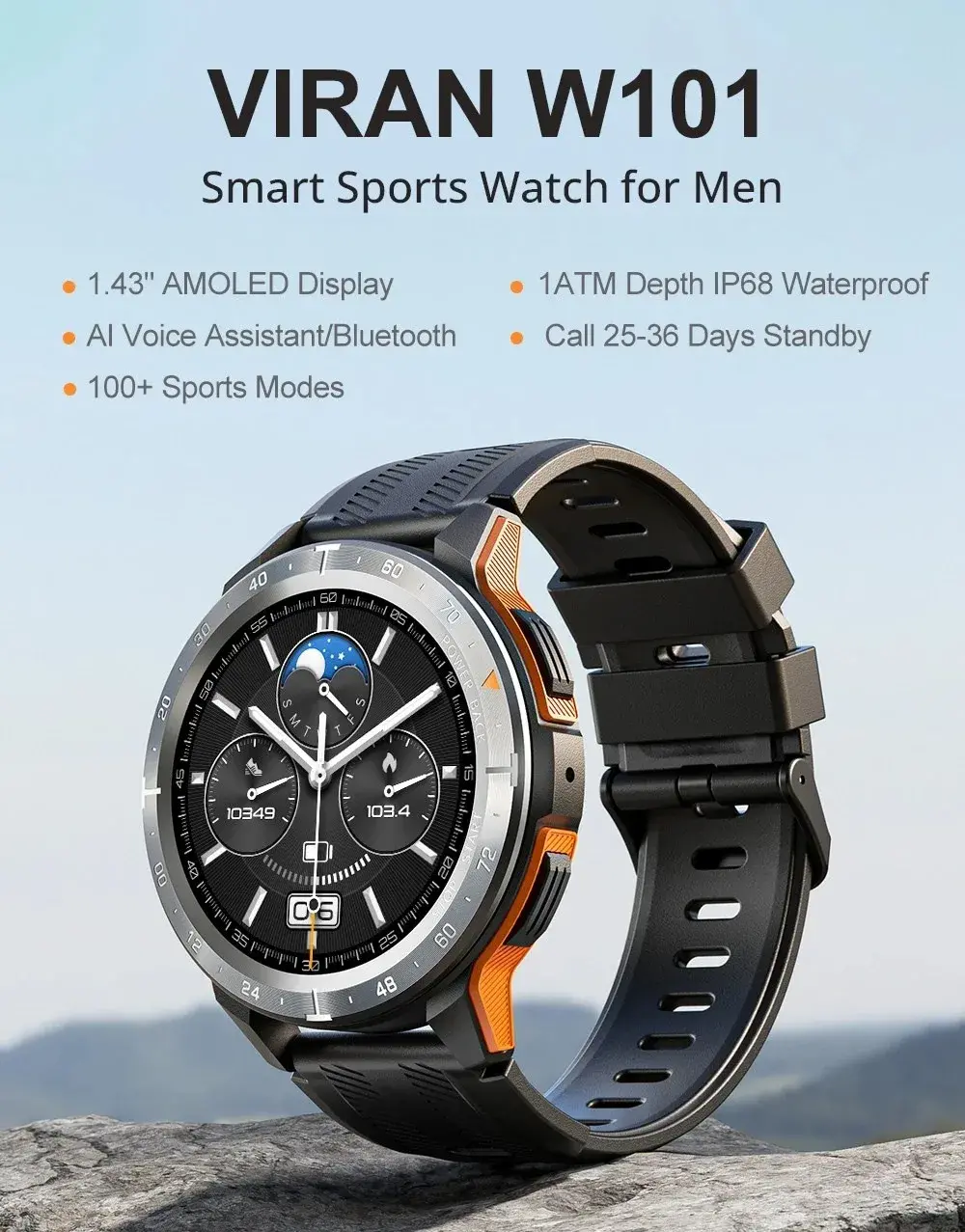 Το VIRAN W101 είναι ένα πολύ όμορφο rugged Smartwatch με AMOLED οθόνη 1.43" και Bluetooth Call στα 51€