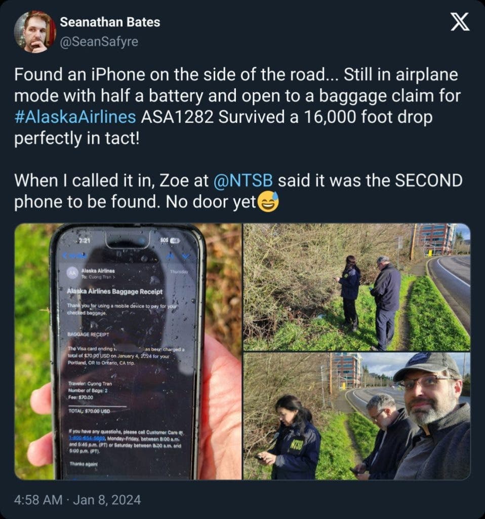 Το iPhone της Alaska Airlines επιβιώνει σε πτώση 5 χιλιομέτρων, λειτουργεί καλά!, Το iPhone της Alaska Airlines επιβιώνει σε πτώση 5 χιλιομέτρων, λειτουργεί καλά!, TechWar.GR