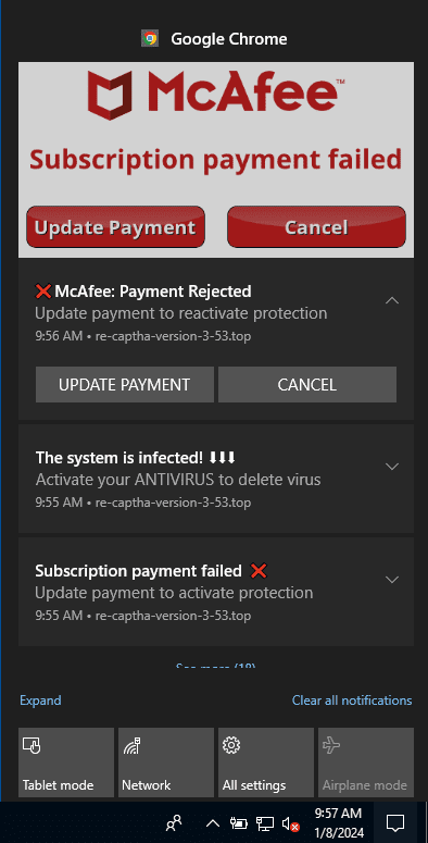 Ψεύτικη ειδοποίηση VexTrio