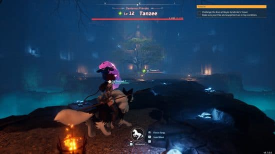 ένα αφεντικό τανζί μπουντρούμι στο βάθος στο palworld