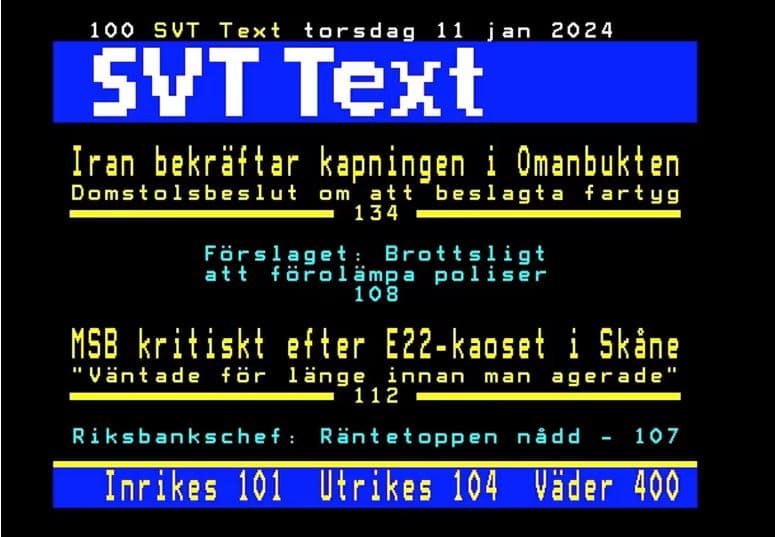 Σουηδία: Το Teletext ζει και γιορτάζει παραμένοντας αναλλοίωτο στο χρόνο - Οικονομικός Ταχυδρόμος, Σουηδία: Το Teletext ζει και γιορτάζει παραμένοντας αναλλοίωτο στο χρόνο –, TechWar.GR