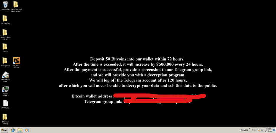 Σημείωση λύτρων Kasseika ως ταπετσαρία των Windows