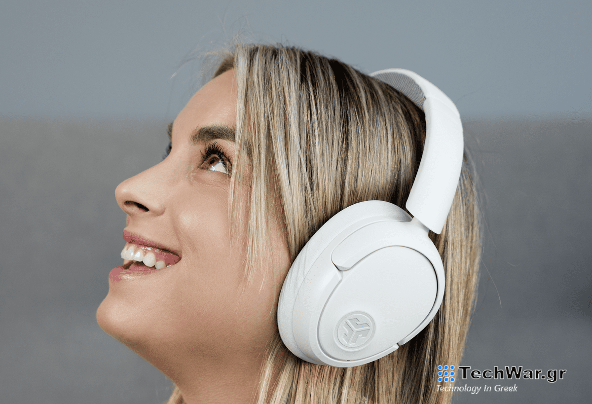 An image of a woman wearing the JBuds Lux ANC Wireless Headphones
