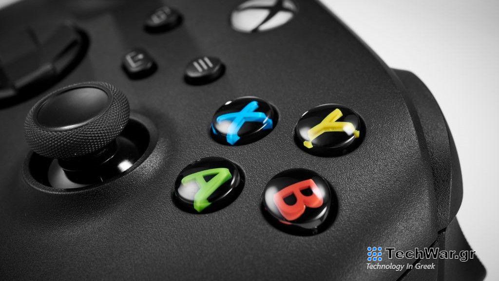 Detail of the buttons on a Microsoft Xbox Series X wireless controller.