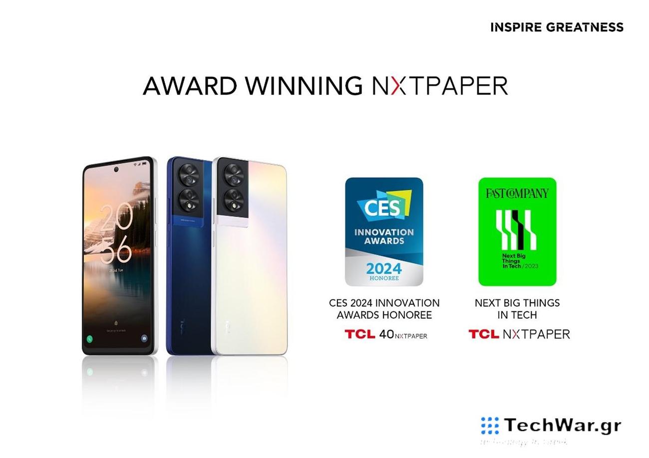 Η TCL γιορτάζει την απόκτηση του Βραβείου Καινοτομίας CES 2024 για τη συσκευή TCL NXTPAPER και παρουσιάζει την προηγμένη τεχνολογία TCL NXTPAPER 3.0