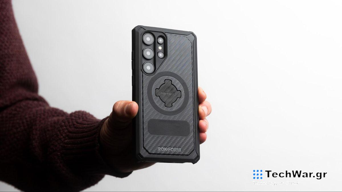 Rokform Rugged magnetic case on the Samsung Galaxy S24 Ultra