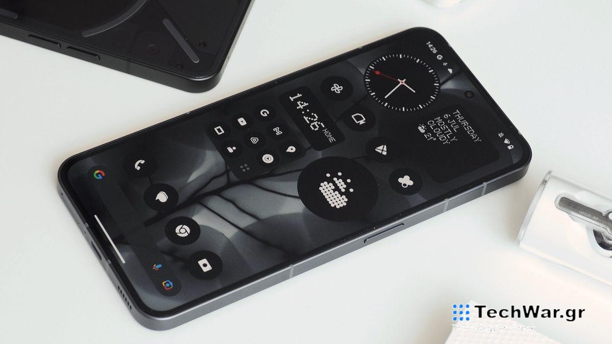 Nothing Phone 2 review front angled table - white balanced