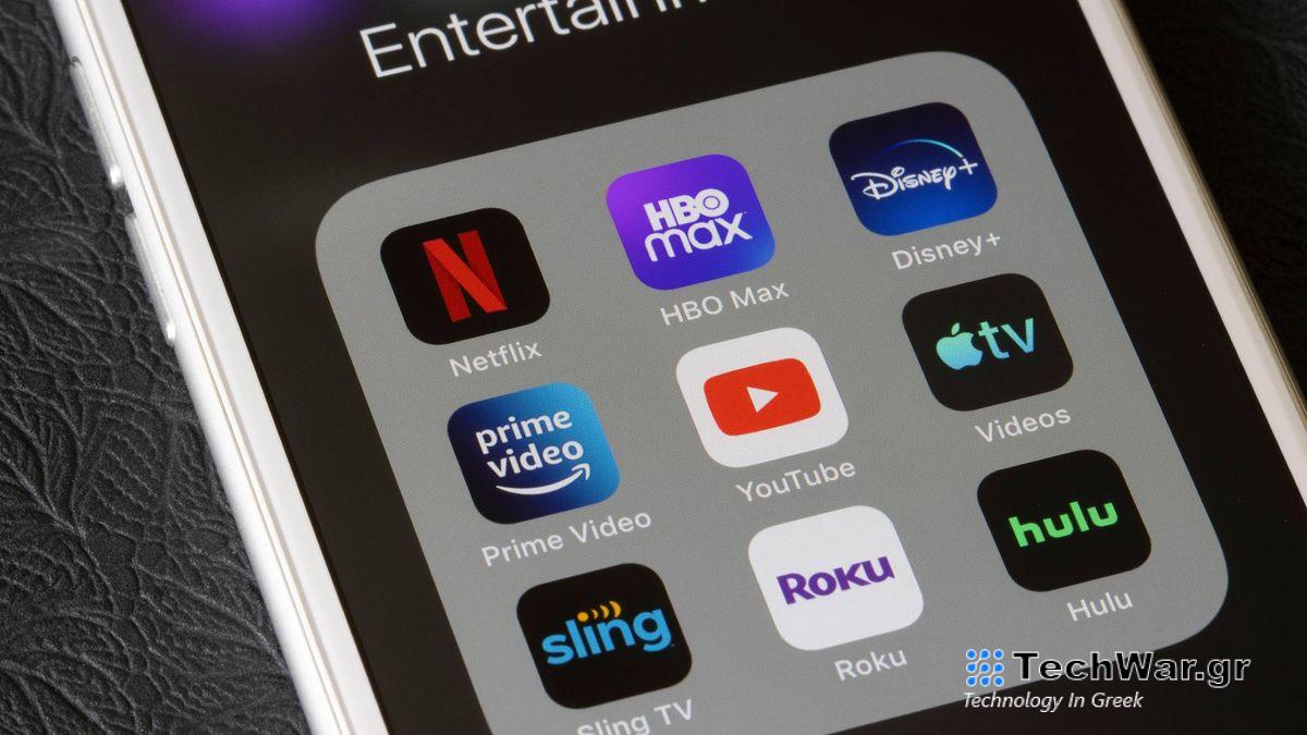 Streaming service apps on a phone
