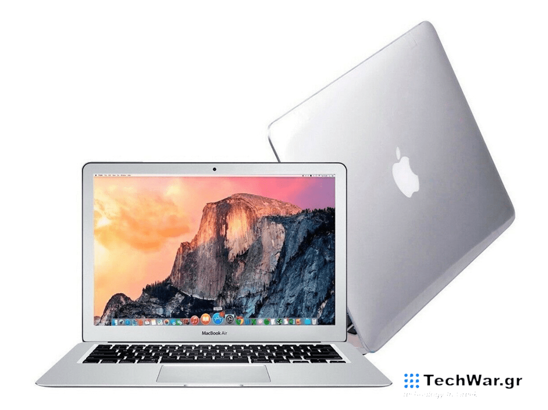 A MacBook Air on a plain background.