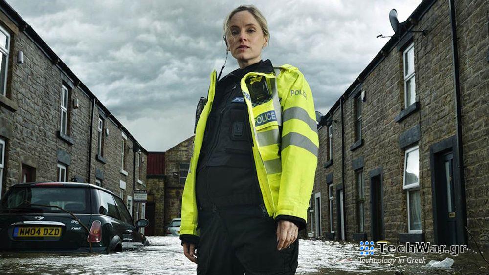 Sophie Rundle as PC Joanna Marshall standing in a flood street in a promotional photo for After the Flood