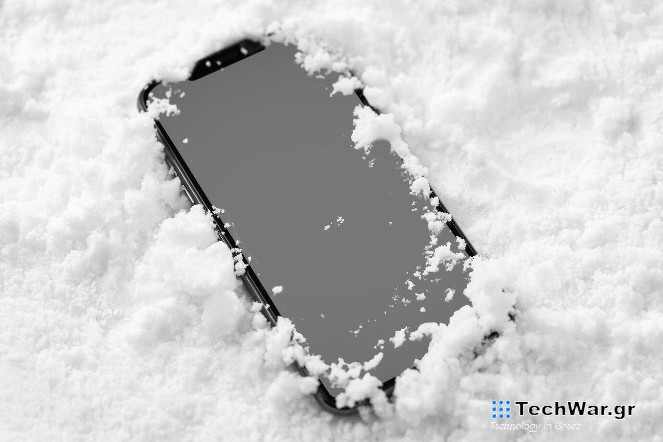 Smartphone κρύο χιόνι