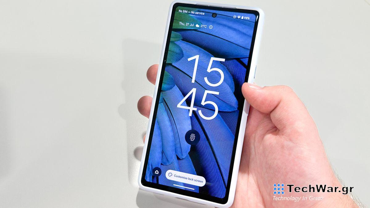 A Google Pixel 7a running Android 14